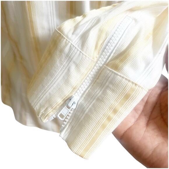 Cache Vintage Y2K Zipper Front Shirt Metallic Stripe Size Large Yellow White - Picture 7 of 14